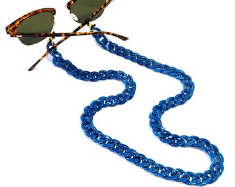 Blue acrylic sunglasses chain Blue glasses chain, Laces for sunglasses, Eyeglasses holder necklace, Reading Glass Chain, Gift For Her