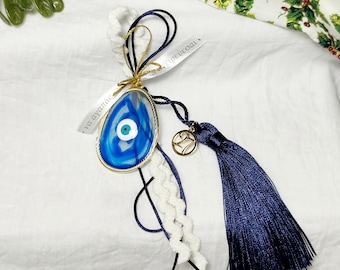 Evil Eye Greek gouri  lucky charm 2027, Blue new year ornament, Handmade Christmas gift