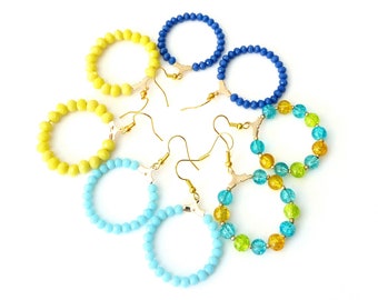 Σκουλαρίκια κρίκοι με χάντρες Gold hoop earrings