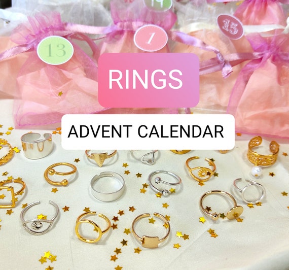 Calendrier de l'Avent avec anneaux 12 jours ou 24 jours de Noël, calendrier  de l'Avent avec anneaux minimalistes, calendrier de bijoux compte à rebours  de Noël -  France
