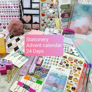 Calendario dell'avvento di cancelleria 24 giorni, scatola regalo giornaliera di dicembre, conto alla rovescia di Natale, regalo di festa, forniture per ufficio, conto alla rovescia creativo