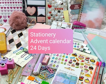 Stationery advent calendar 24 days, December daily mystery box, Christmas Countdown, Holiday Gift, Office Supplies, Creative Countdown