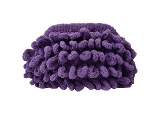 Purple fluffy bag, Handmade clutch knitted bag, Girly softy purple bag, Gift for girls, Purple cute bag, Fashion trend envelope bag