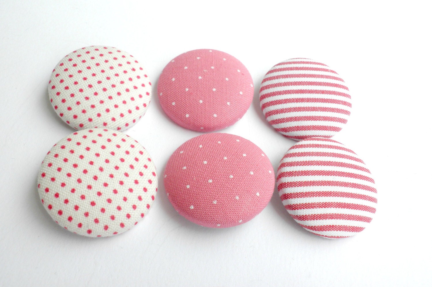 5set pink sew on button Fabric Covered snap Buttons wrapped Flat Back button