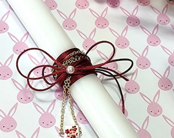 Easter candle with steel necklace, Traditional lambada candle with jewelry, Greek Pascha candle, Orthodox Easter candle, Lambada for girls