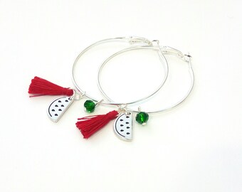 Σκουλαρίκια κρίκοι καρπούζι, Watermellon hoop earrings