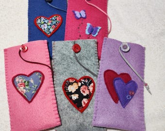 Handmade felt eyeglass case gift for her
