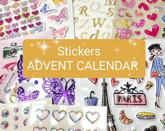 Advent calendar with Stickers, Stationery advent calendar, Christmas countdown gift  Stickers set gift, Christmas girls advent calendar gift