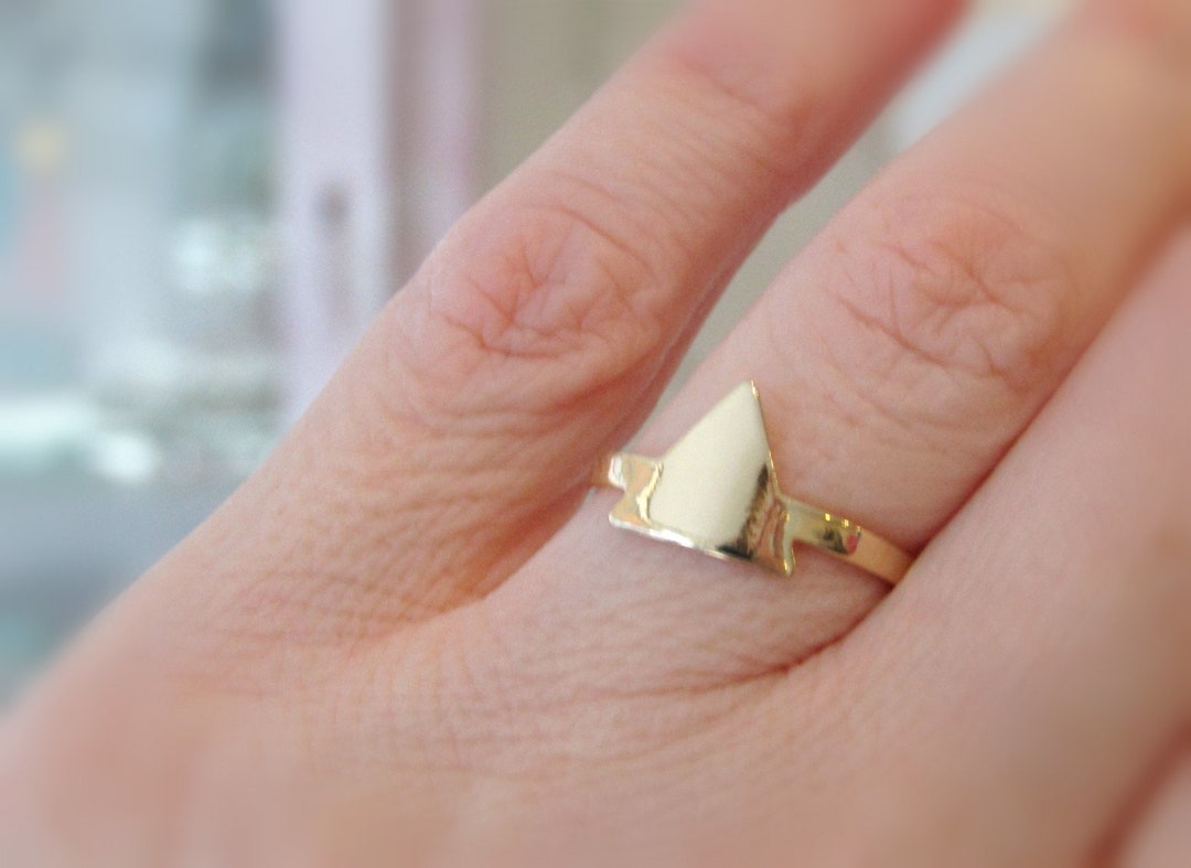 Gold Ring Triangle Ring Tiny Gold Ring Geometric Ring - Etsy