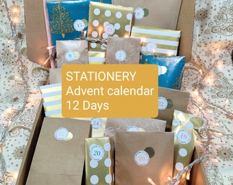 Stationery advent calendar 12 days, December daily gift box, Christmas Countdown, Holiday Gift, Office Supplies, Creative Countdown