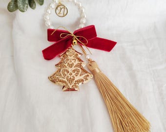 Handmade Gold Christmas Tree Gouri, Pearl Tassel, Greek Good Luck Charm