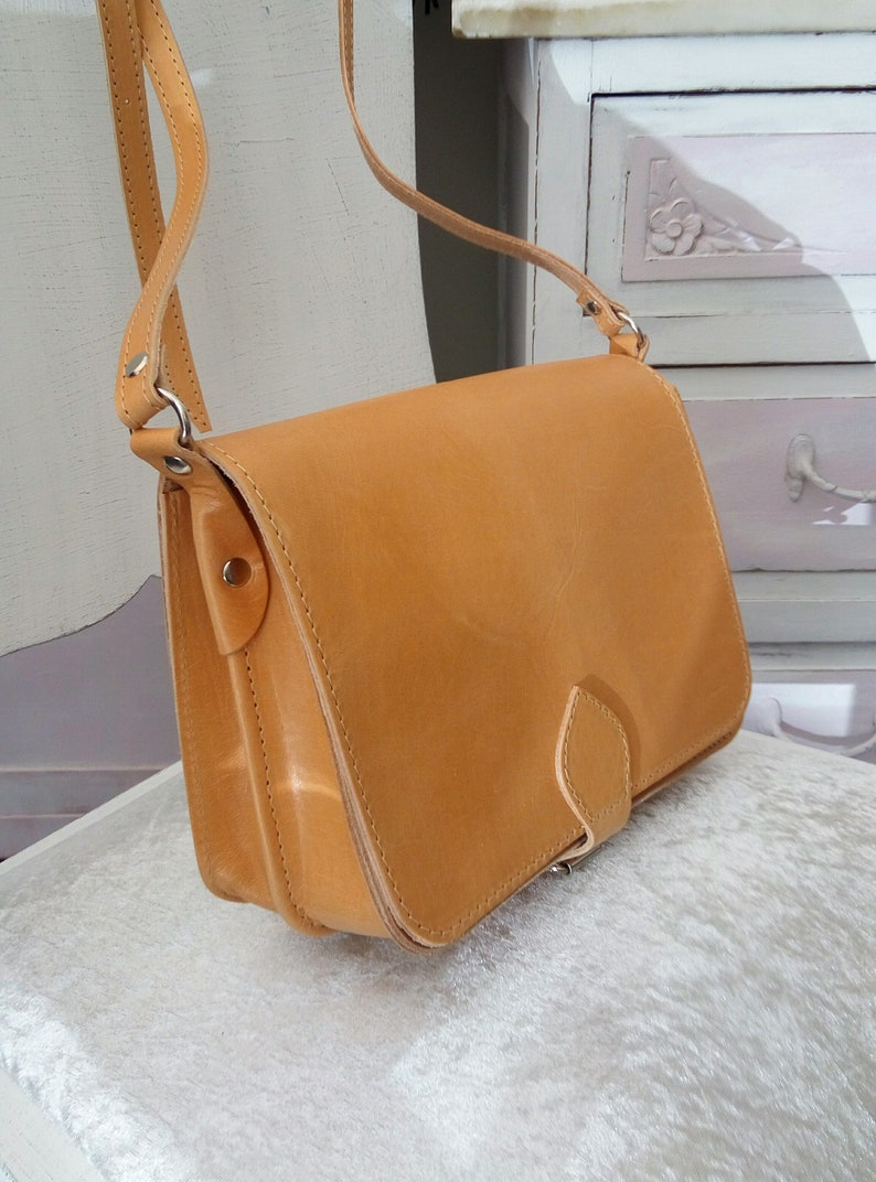 Crossbody or shoulder leather bag for women Leather saddle bag Handmade in Greece