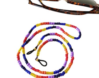 Colorful beaded sunglasses holder, Rainbow multicolor beaded sunglasses cord, Sunglasses necklace, Colorful glasses holder, Sunglasses strap