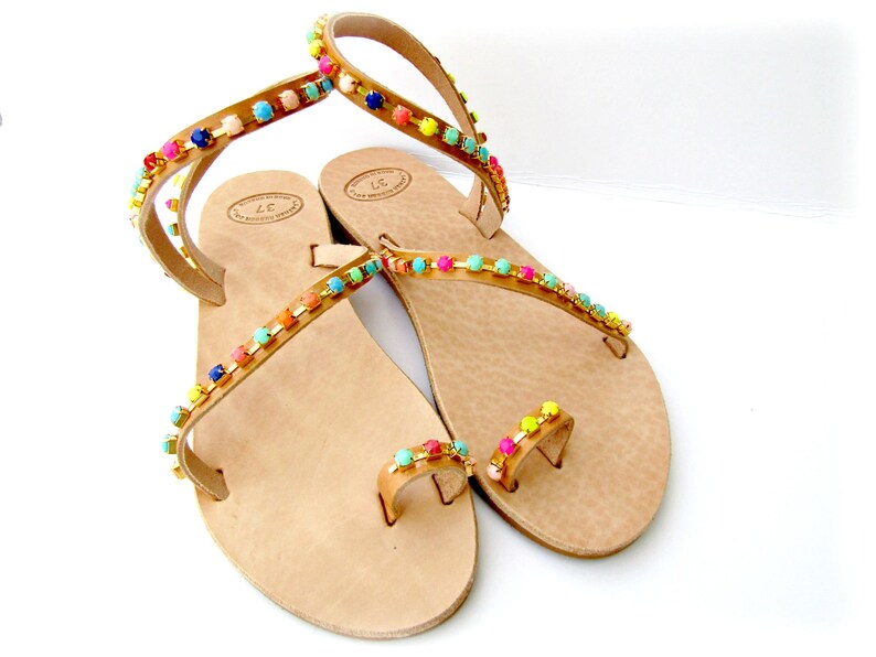 rainbow rhinestone sandals