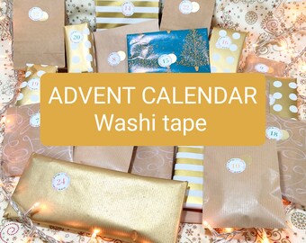 Advent calendar with 24 washi tape, Stationery  advent calendar, Christmas countdown box, Holiday craft supplies, Mystery box for crafters