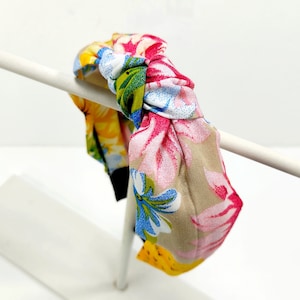Tropical knotted headband, Handmade cotton turban, Colorful summer headband, Knot headband for woman, Floral hair band, Mom Gift