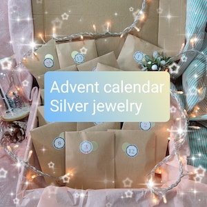 Advent calendar sterling silver jewelry, Jewelry silver 925 gift box, Countdown Jewelry gift, Christmas gift box, Elegant Jewelry gift