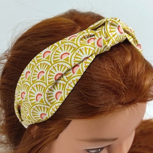 Yellow knotted headband, Handmade cotton turban, Summer colorful headband, Knot headband for woman, Yellow hair band, Gift for her