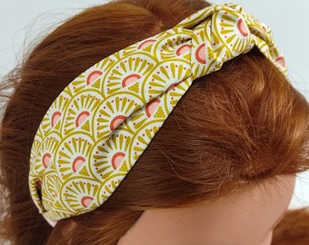 Στέκα με κόμπο κίτρινο γραμμικό  /  Yellow knotted headband