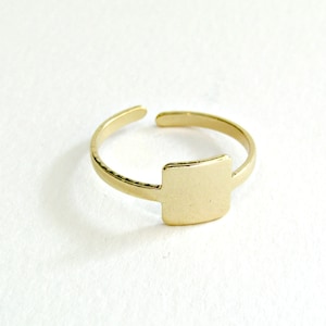 Bague en or, bague en or carrée, bague en or géométrique, bague délicate, bijoux minimalistes, bague réglable, bague ouverte, cadeau pour elle
