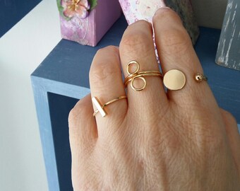 Circle gold ring, Minimalist ring, Gold circle ring, Adjustable ring, Stackable ring, Geometry ring, Minimalist jewelry, Gift for her