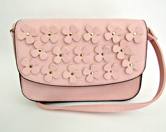 Pink bag decorated with flowers Ροζ τσαντάκι με λουλούδια