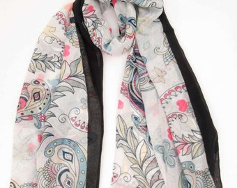 Φουλάρι εσάρπα πολύχρωμες πεταλούδες, Shawl scarf with colorful butterflies