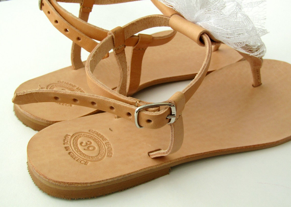 tan sandals with pearls