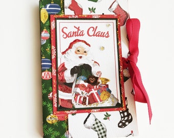 New year retro mini album, Christmas memories, Scrapbooking album, Retro Christmas gift, Photo book, Ready to ship