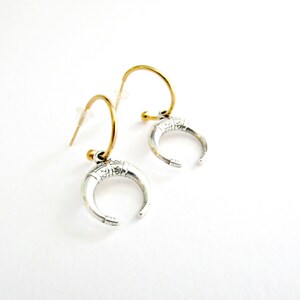 Moon earrings, Round earrings, Horn hoop earrings, Gold and silver crescent moon earrings,Boho chic earrings,