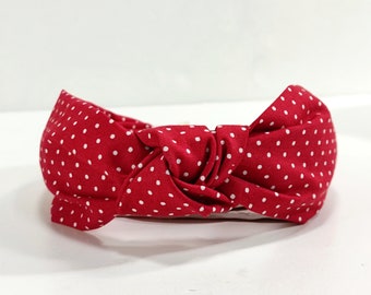 Στέκα με κόμπο κόκκινο πουά   /  Red polkdots headband