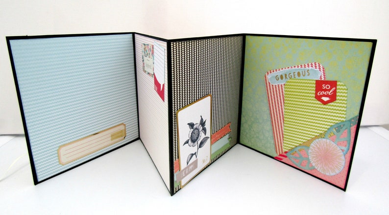 Accordion mini album Ready to ship Memories Photo book Premade pages Gift for her Bicycle album Scrapbook mini album Handmade album
