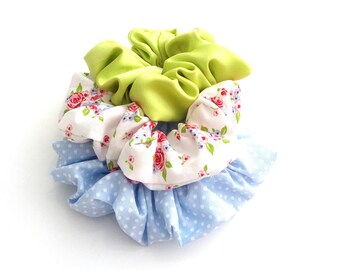 Polka dot scrunchies, Σετ υφασμάτινα λαστιχάκια για τα μαλλιά