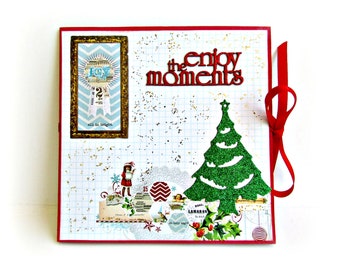 Christmas mini album, Premade pages album, Accordion mini album, Christmas gift, Square 6x6 inches album, Photo book, Ready to ship