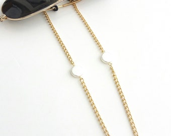 Sunglasses gold chain with faux pearls /Επίχρυση αλυσίδα για γυαλιά με πέρλες