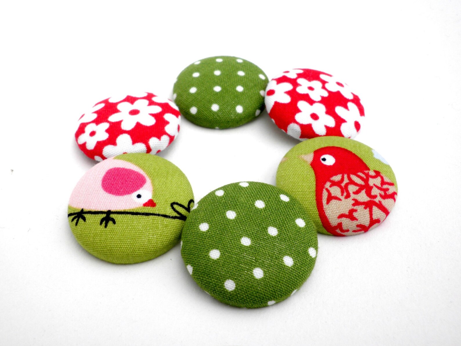 Red Floral Buttons Covered Fabric Buttons Sewing Buttons Etsy