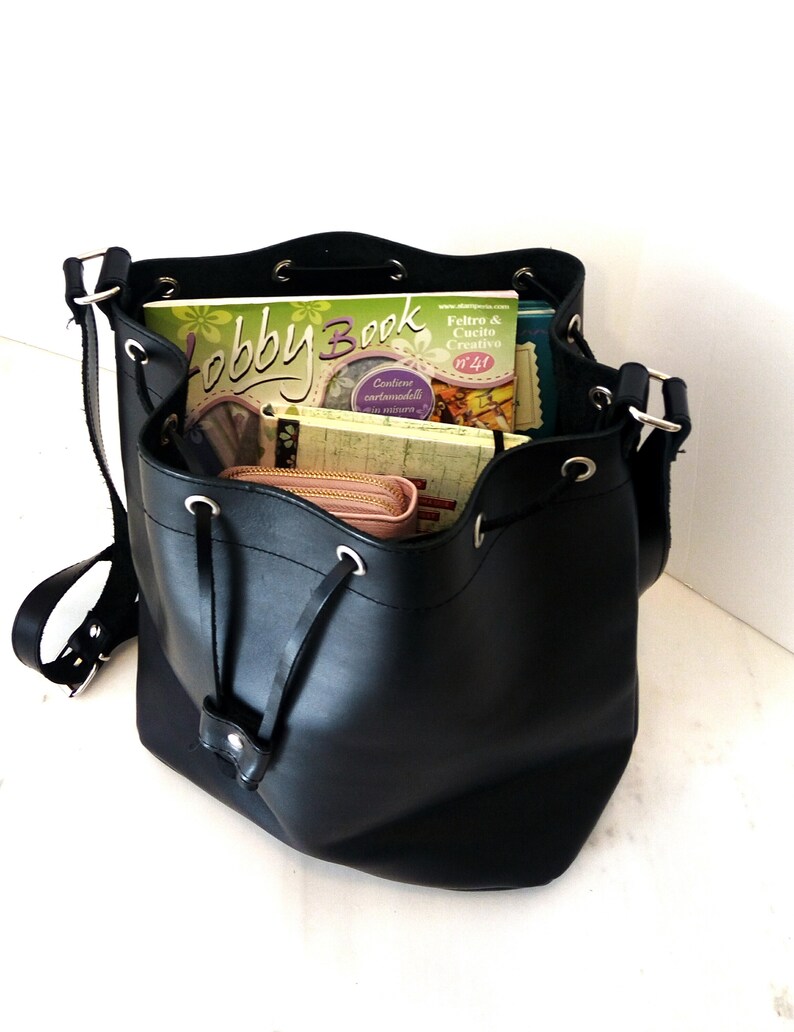 Black Leather Bag Greek Bucket Bag Leather Bucket Bag Greek Etsy Canada