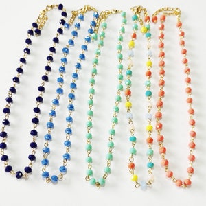 Choker beaded rosary necklace, Turquoise rosary necklace, Dainty necklace, Blue rosary choker, Multicolor rosary choker, Summer jewelry