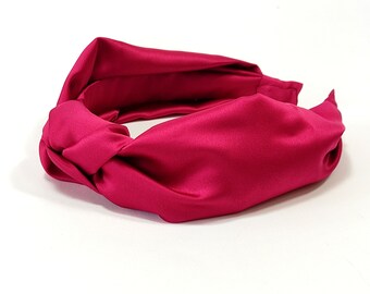 Στέκα με κόμπο σατέν φούξια /   Fucshia satin headband