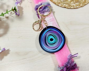 Pink aromatic easter candle with plexiglass evil eye keychain, Easter candle for Orthodox Pascha, Traditional lambada with lucky eye for her