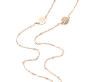 Αλυσίδα για γυαλιά ροζ χρυσό με αστερίες /Rose gold sunglasses chain with starfish coins