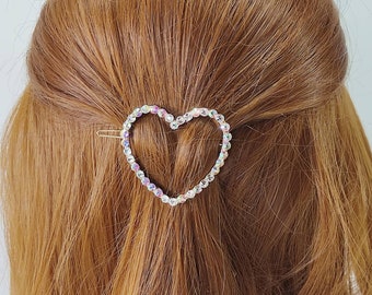 Bridal hair clip, Bow hair clip with strass, Flower Embellished hair clip, Heart hair clip, Geometric oval metal barrette, Bridesmaid Gift