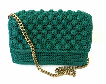 Χειροποίητη πλεκτή πράσινη τσάντα / Green crochet bag