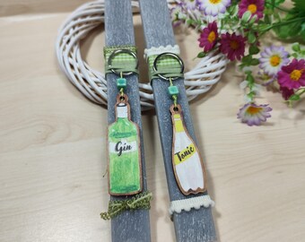 Set of 2 Greek easter grey candles for couples with funny keychain, Greek Orthodox Pascha traditional scented candles, Greek easter lambades