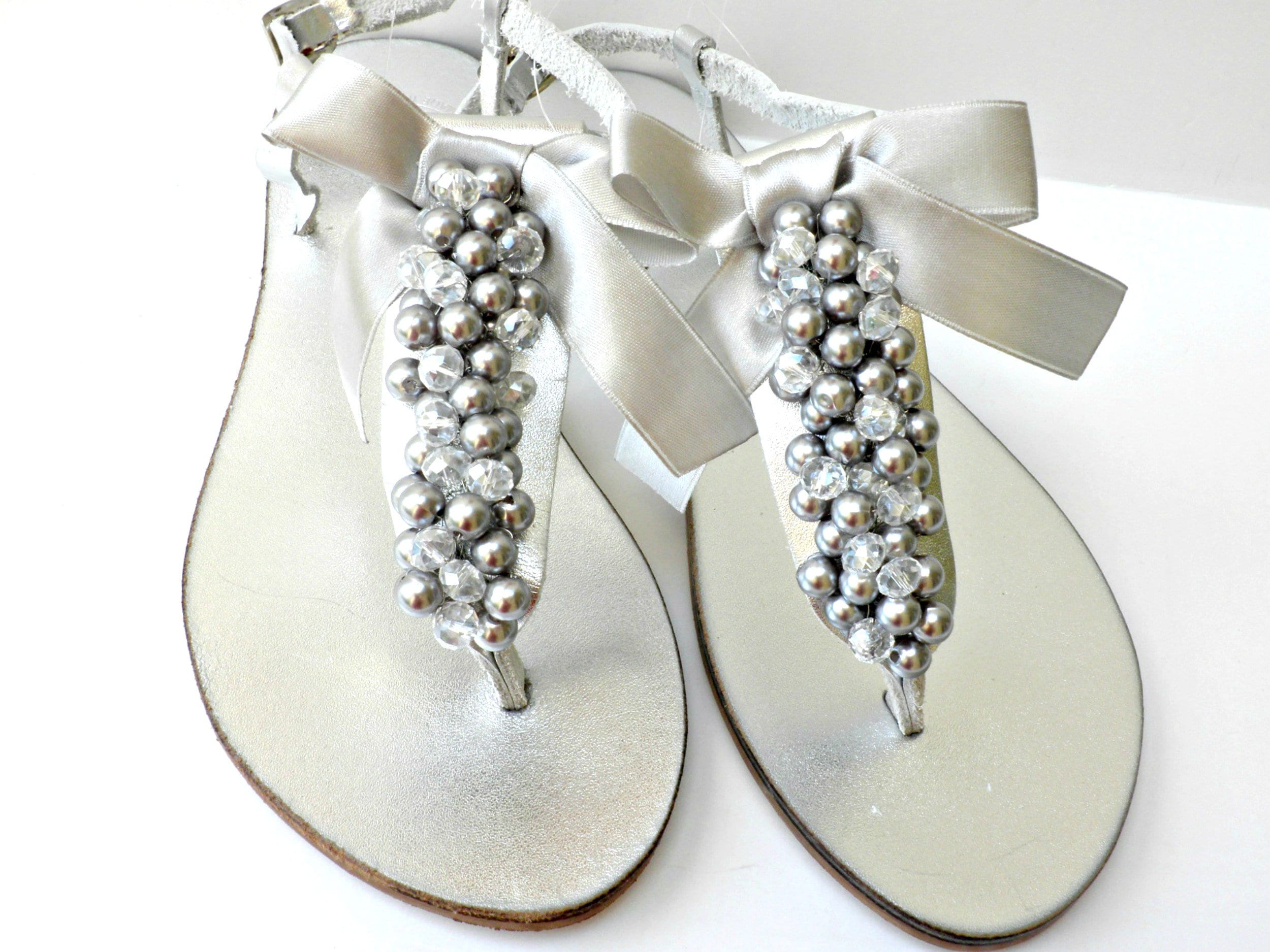 silver wedding flip flops