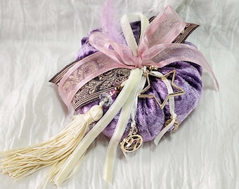 Christmas 2027 New Year Lucky Charm, Purple Velvet Pumpkin Table Ornament