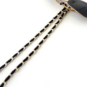 Lunettes de soleil chaîne du froid avec cordon noir Chaîne de lunettes Collier lunettes noir et or Accessoires pour lunettes Cadeau de fête des mères image 8