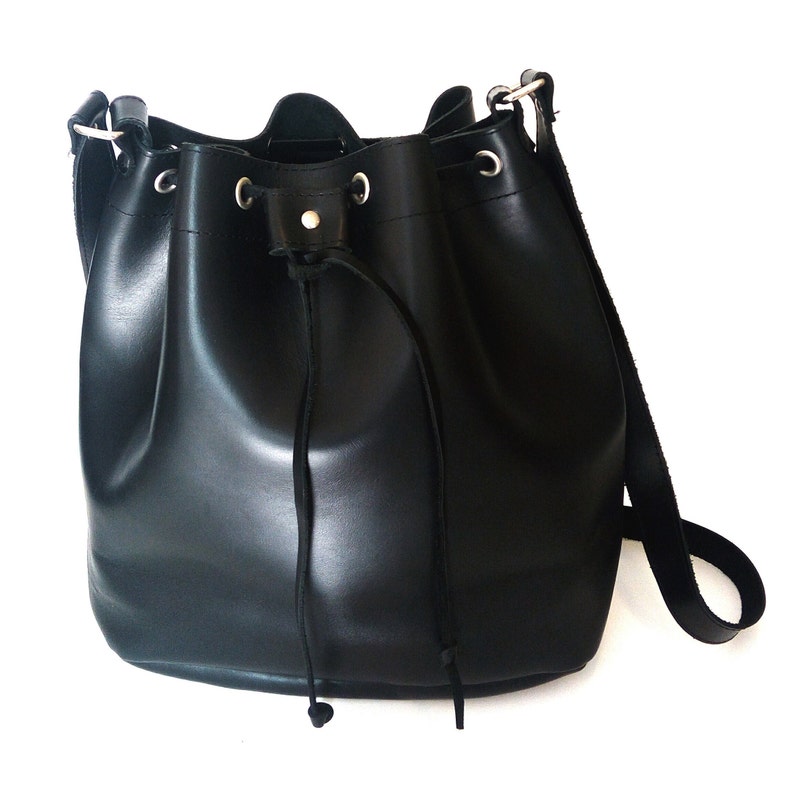 Black Leather Bag Greek Bucket Bag Leather Bucket Bag Greek Etsy Canada