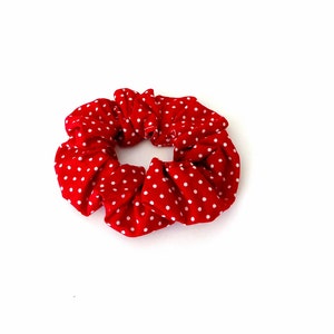 Red polka dot scrunchies, Red scrunchies, Hair ties, Handmade cotton scrunchies, Hair fashion trend, Gift for girls