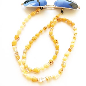 Yellow sea shell sunglasses cord, Sunglasses chain, Summer must have, Beach sunglasses strap, Eyewear necklace, Boho sunglasses strap